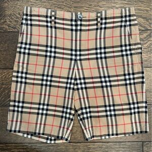 Burberry Tristen Checkered Shorts in Beige, Black, and Red. Sz 12Y